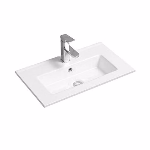 Limoge 4024A White Ceramic Rectangular Inset Bathroom Basin, W: 61.0 cm, D: 40.0 cm, H: 13.5 cm