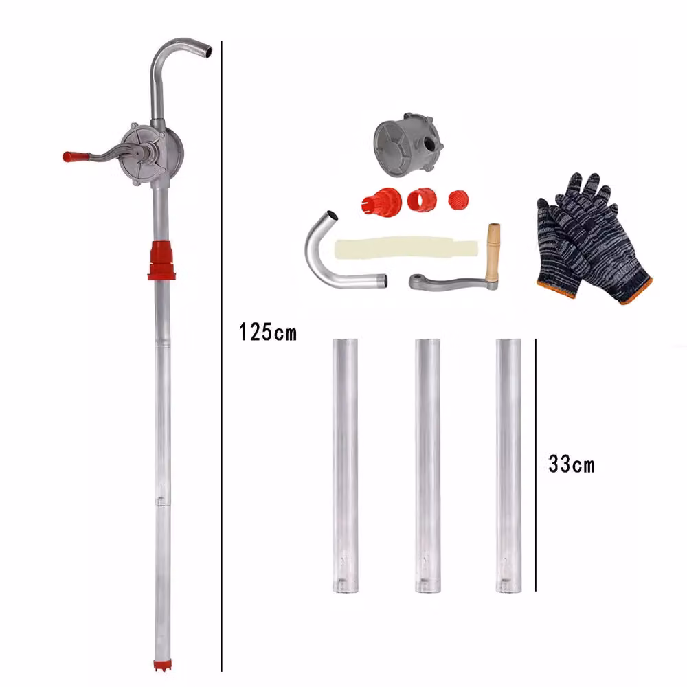 Hinsinc Red Steel 50 inch Rotary Hand Drum Barrel Self Priming Syphon Pump for Diesel and Fuel Oil Transfer – 2