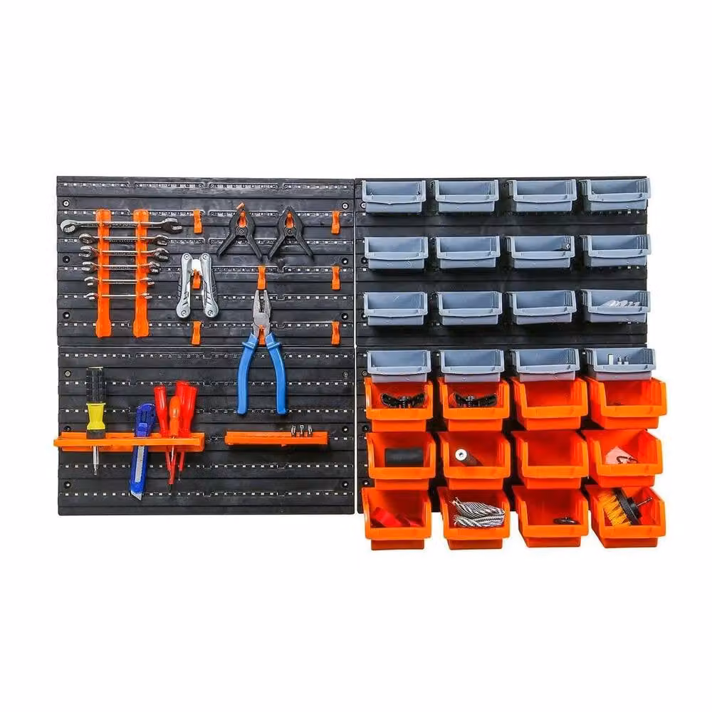 FLAVORA 44pc Wall Mounted Garage Storage Bin and Workshop Set in Black – 3