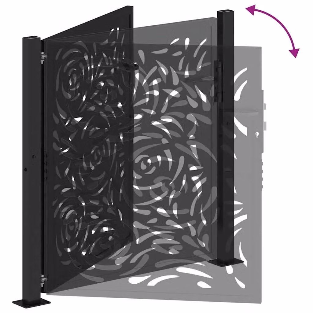 Berkfield Black Steel Garden Gate with Flame Design W: 105 cm, H: 106 cm – 5