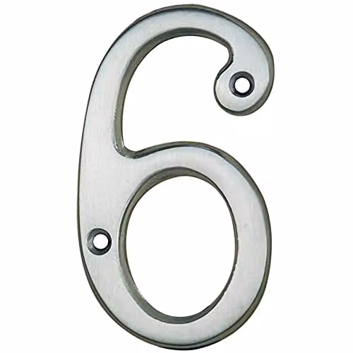 Loops Satin Chrome Silver House Numeral Plaque, Height: 7.5 cm, Depth: 0.42 cm