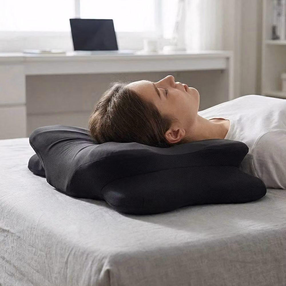 VOGREX Breathable Memory Foam Cervical Neck Support Wedge Pillow in Black – 2