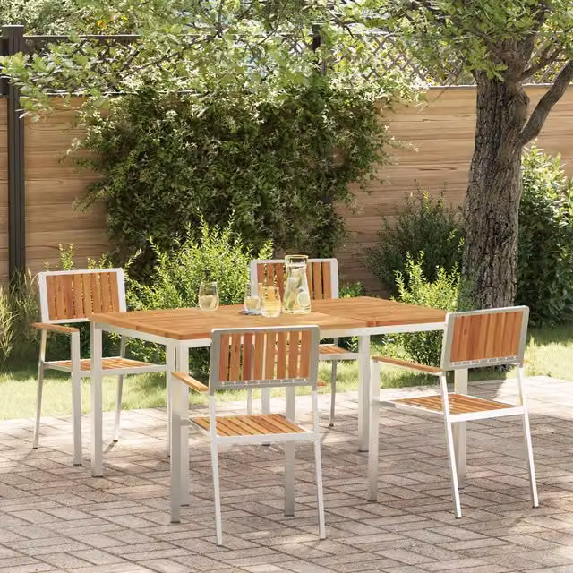 Berkfield Home 5 Piece Garden Dining Set in Brown Solid Acacia Wood – 1