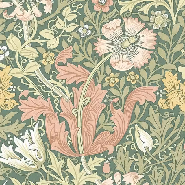 William Morris At Home Compton Apple Green Floral Velvet Fabric