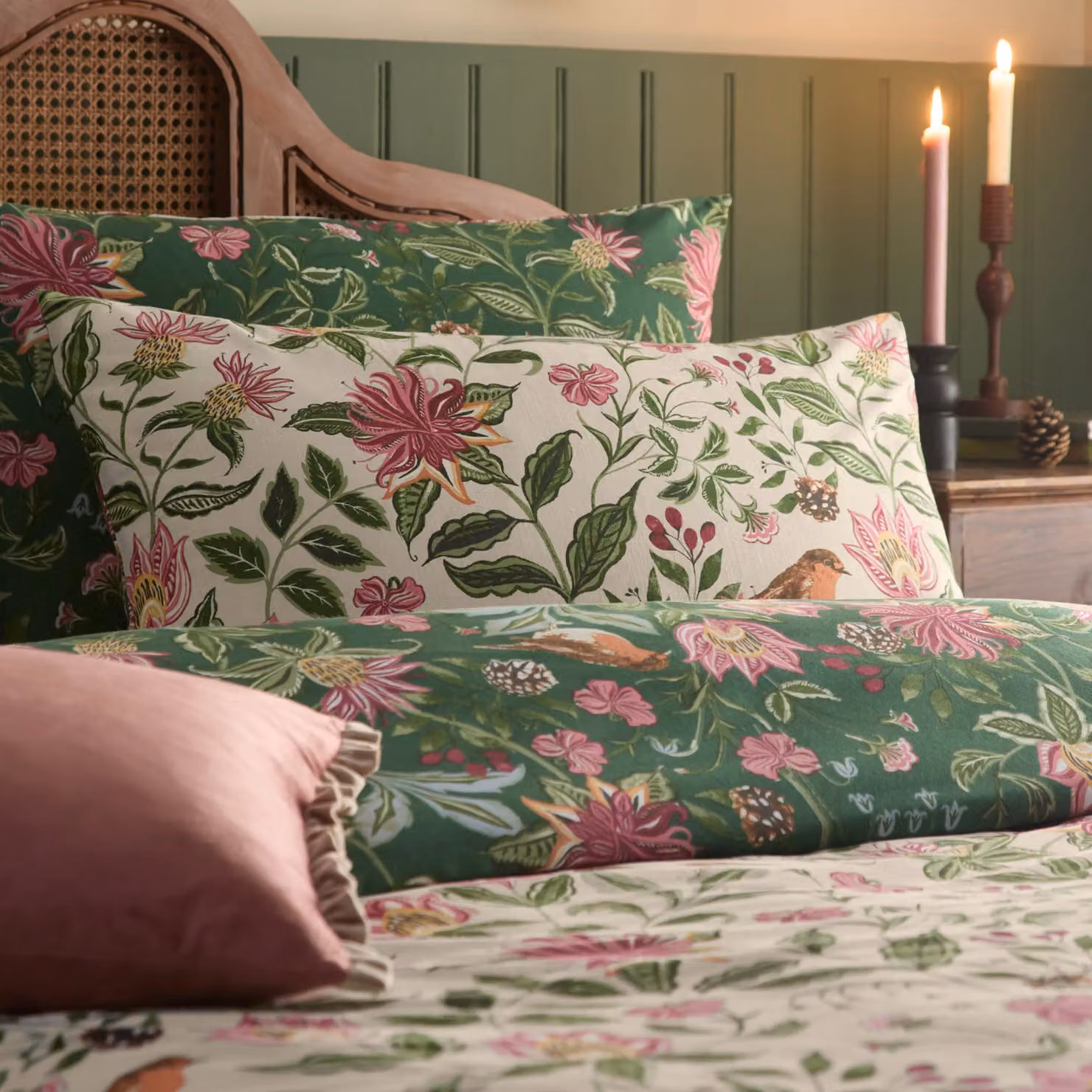 Wylder Nature Beatrice Reversible Floral Cotton Duvet Cover Set, Multicolour, W: 180 cm, L: 200 cm – 2