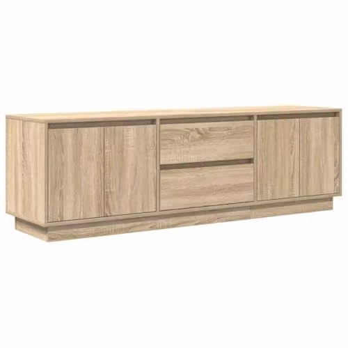 vidaXL Modern TV Cabinet with Integrated LED Lights in Sonoma Oak, W/D/H: 160.5 x 41 x 50 cm