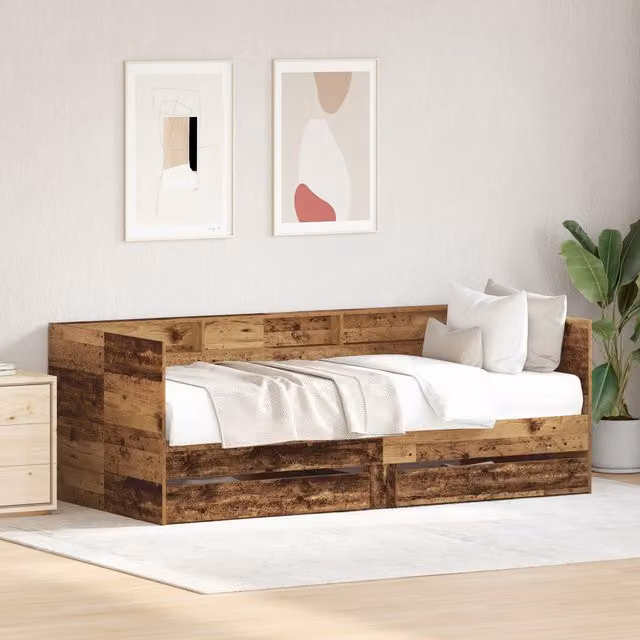 Berkfield Home Modern Daybed with Drawers in Brown, W/D/H: 90 x 200 cm – 1