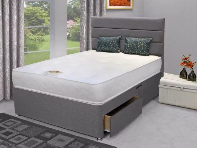 IKEA Deluxe Memory Elite Pocket 1000 Hybrid Divan Bed in Grey, W/D/H: 140 x 200 cm