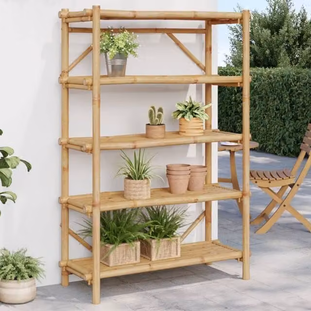 Berkfield Home 5-Layer Bamboo Shelf in Brown, W/D/H: 100 x 40 x 150 cm