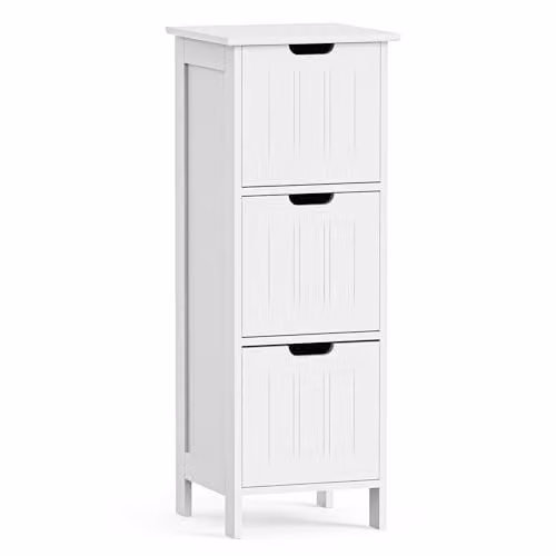 VonHaus Holbrook Freestanding 3 Drawer Bathroom Storage Cabinet in White W/D/H: 30 x 30 x 81 cm – 1