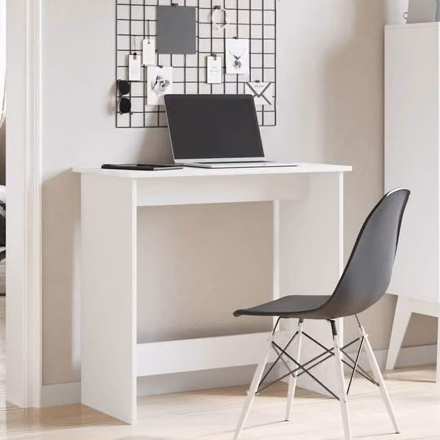 Berkfield Home White Writing Desk in Engineered Wood, W/D/H: 80 x 40 x 75 cm