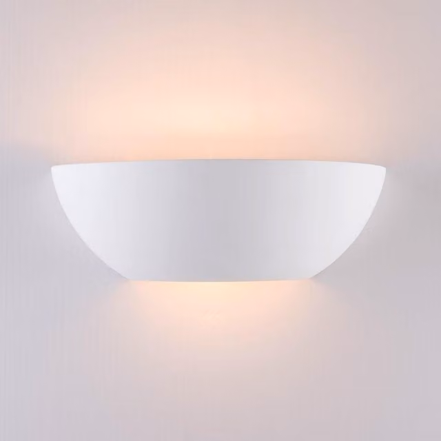 Harper Living Ceramic Up & Down Wall Light with White Open Semi-Circle Shade, Length: 30 cm – 1