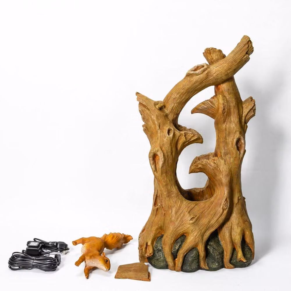 Primrose Squirrel Tree Cascade Water Feature in Brown Stone Effect – 2