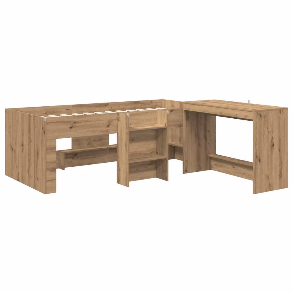 Berkfield Home Kids High Bed Frame with Desk in Artisan Oak Brown – 2