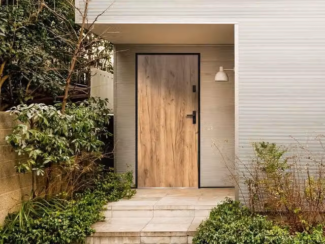 Vente-unique Full Panel Steel Front Door in Light Oak Effect, Left-Hand Opening, H: 207 cm, W: 100 cm – 1