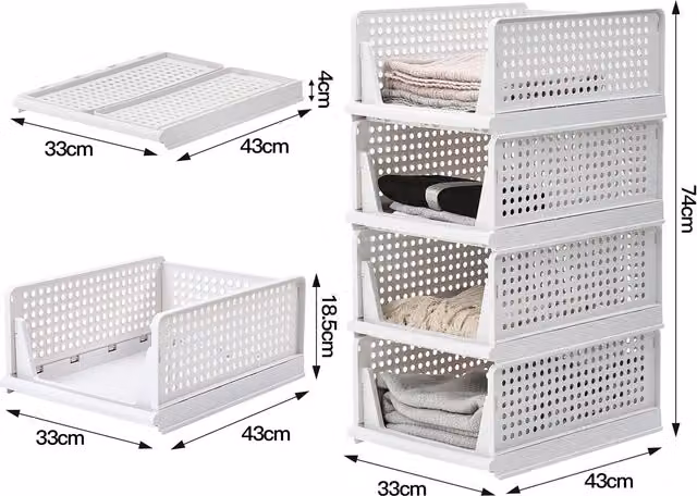 Kidkid Stackable Pull-Out Childrens Wardrobe Drawers, White