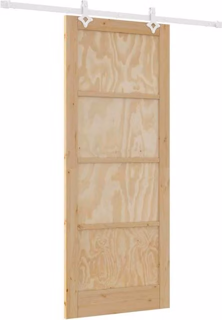 Berkfield Home Modern Sliding Door with Hardware Set in Brown Solid Pine, W: 86 cm, H: 211 cm