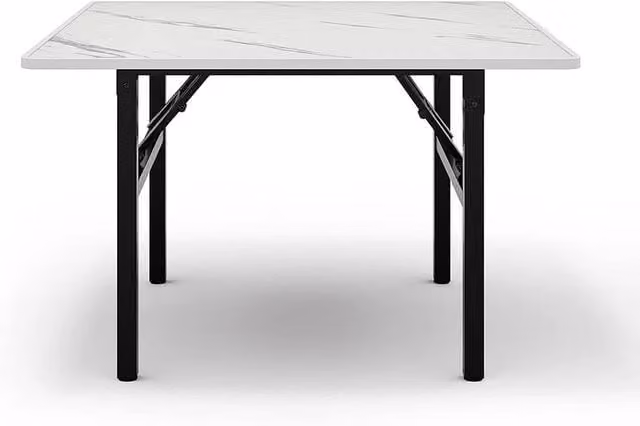 FORGEVIO White Foldable Square Dining Table, W: 80 cm, D: 80 cm, H: 51 cm – 1