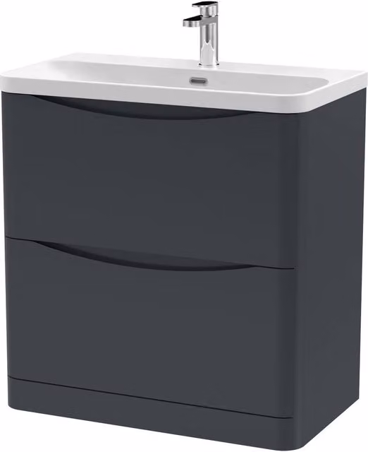 Balterley Modern Grey Floor Standing 2 Drawer Bathroom Vanity with Ceramic Basin, Width: 80 cm – 1