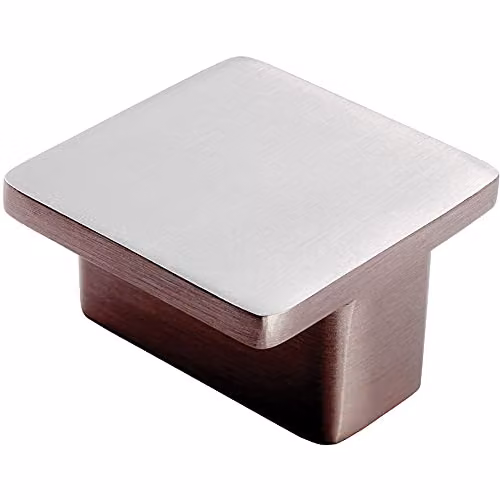 Loops Square T-Shape Cupboard Door Knob in Brushed Silver, 38 mm