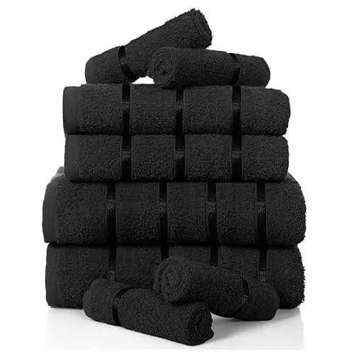 Gaveno Cavailia 8-Piece Black Cotton Boston Towel Bale Set – 3
