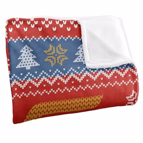 LOGOVISION Wonder Woman Ugly Christmas Sweater Throw Blanket, Multicolour and White, W: 152 cm, D: 127 cm – 2