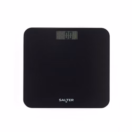 Salter Digital Bathroom Scale in Black with Toughened Glass Platform and LCD Display, 180kg Max Capacity – 1