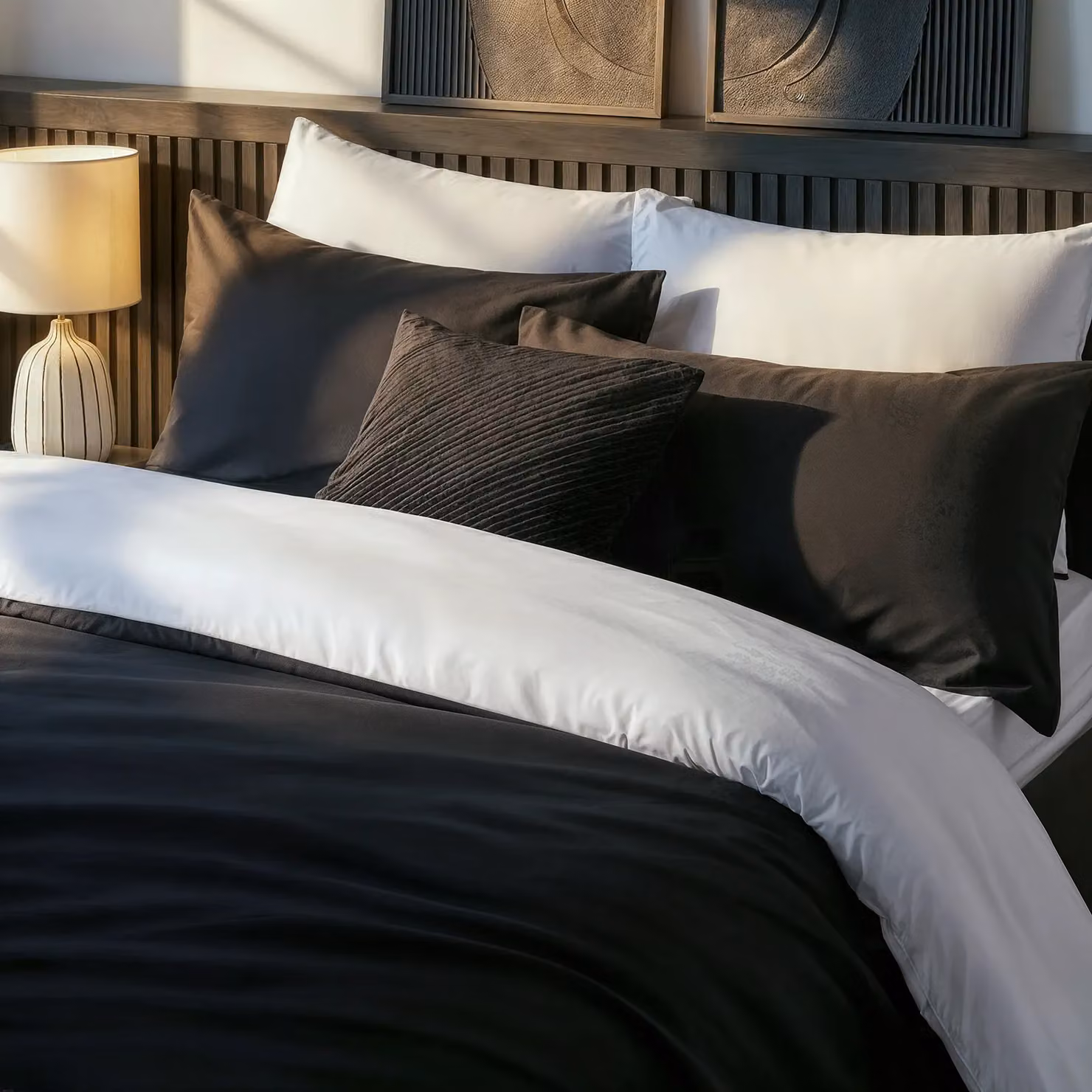 Brentfords Reversible Microfibre Double Duvet Cover and Pillowcase Set, Black and White – 5