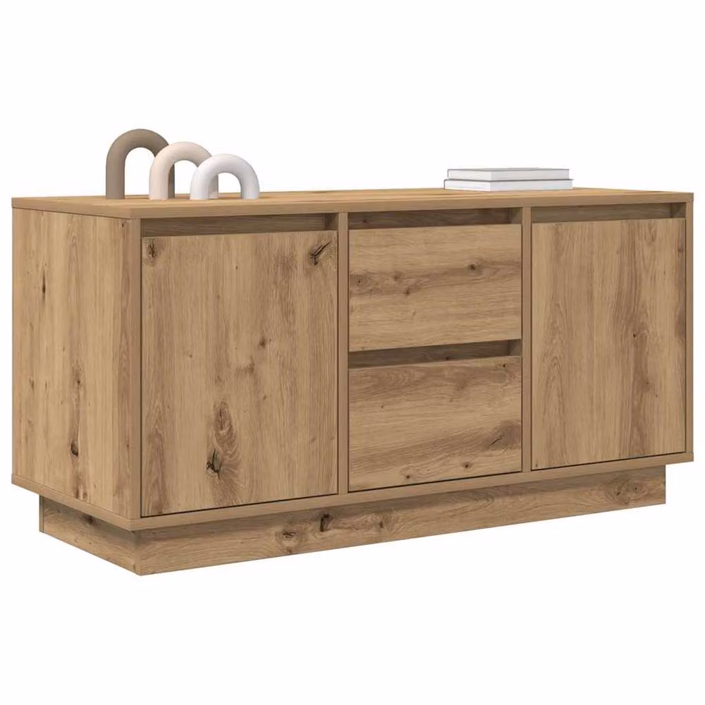 Berkfield Home Artisan Oak TV Cabinet with LED Lights in Brown, W/D/H: 100 x 41 x 50 cm – 4