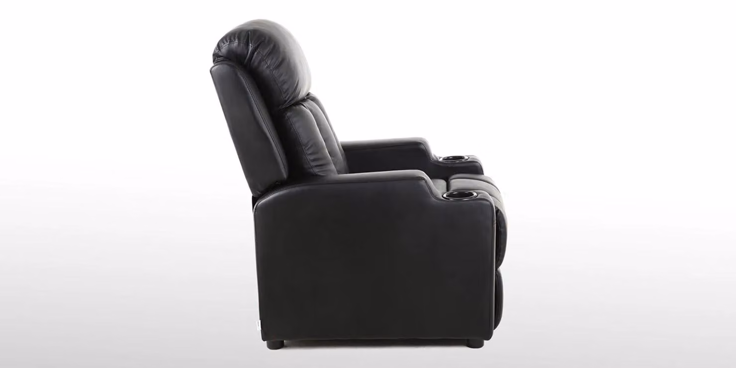 More4Homes Studio Black Synthetic Leather Manual Recliner Armchair with Drink Holders – 5