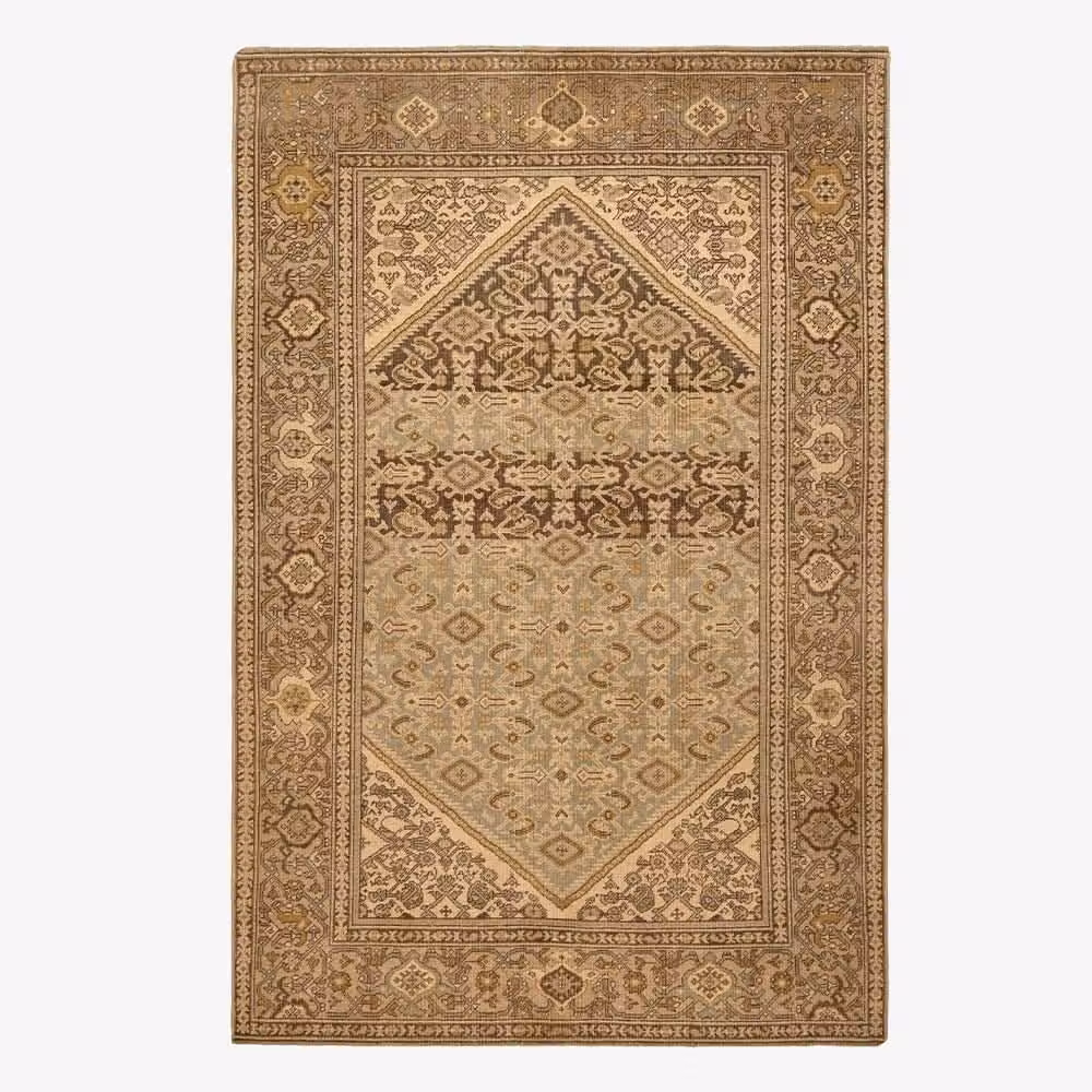Atkin and Thyme Nadia Hand Knotted Floral Vintage Rug, W: 300 cm, D: 200 cm, Blue, White, Grey and Beige