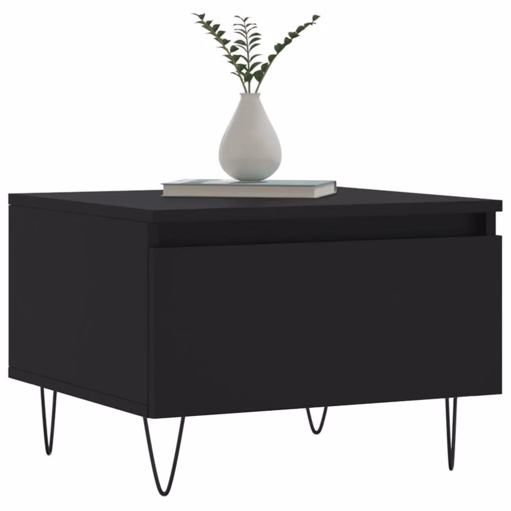 Berkfield Home Set of 2 Modern Black Nested Coffee Tables in Engineered Wood, W: 50 cm, D: 46 cm, H: 35 cm – 3