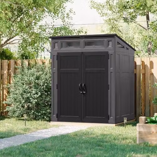 Rowlinson Suncast Modernist Pent Shed in Grey and Black with Window and Side Vent