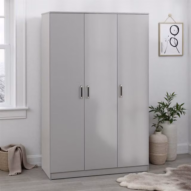 Seconique Dakota 3 Door Wardrobe in Matt Light Grey