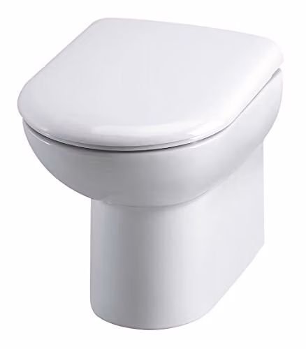 Nuie Lawton BTW005 Modern Back to Wall Round Toilet Pan, White, W: 40 cm, D: 37 cm