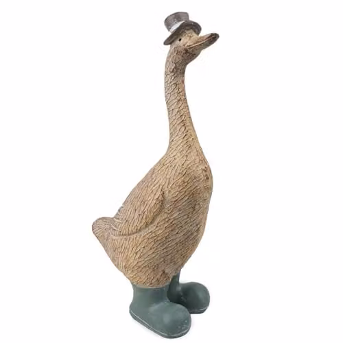 Madison & Mayfair Large Grey Duck Ornament with Beige Dotted Wellies