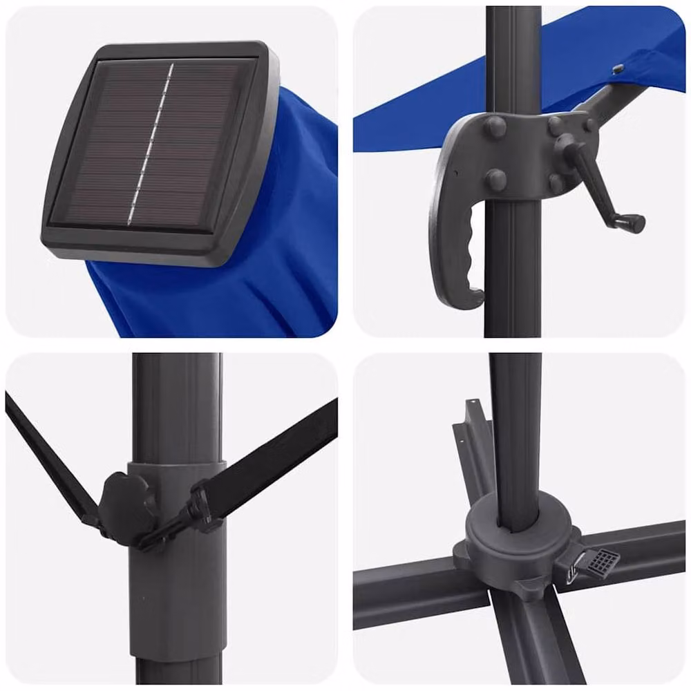 Berkfield Home Roma Cantilever Parasol with LEDs in Azure Blue, Aluminium, W/D/H: 286 x 285 x 270 cm – 5