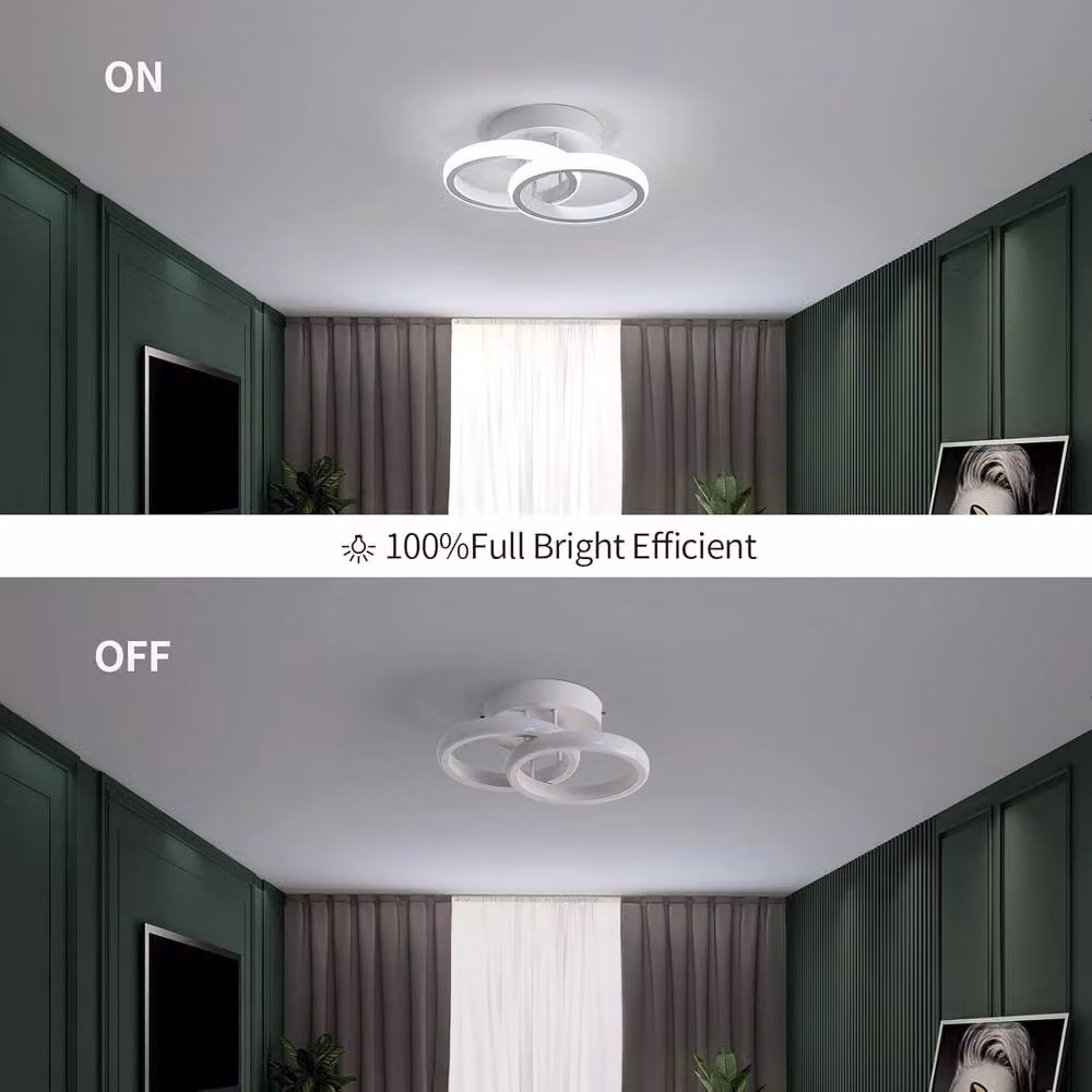 Goeco 22W LED Ceiling Light in White with Double Round Design and 6500K Cool White Light – 4