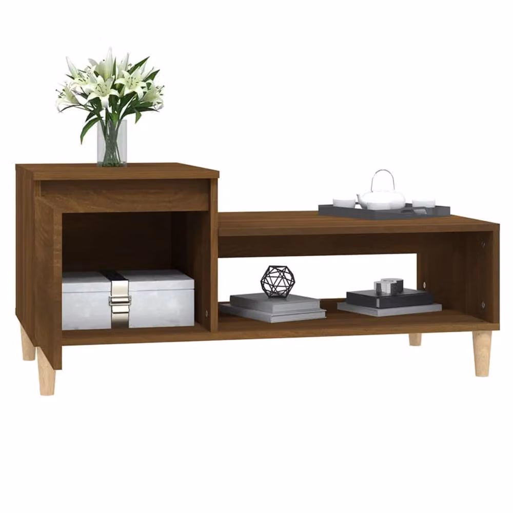 Berkfield Home Brown Oak Coffee Table, W/D/H: 100 x 50 x 45 cm – 3
