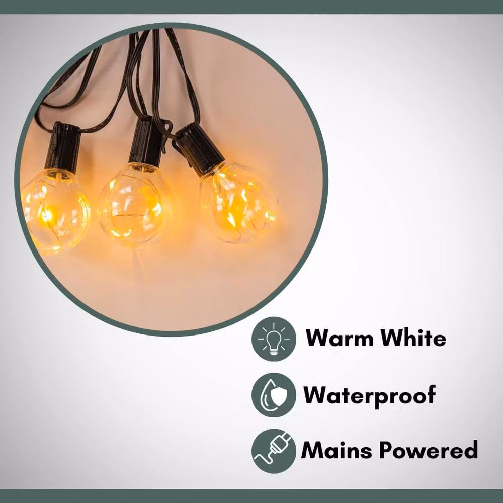 Marco Paul Solar LED Outdoor Sphere String Lights, Warm White, 14.5m, Black – 5
