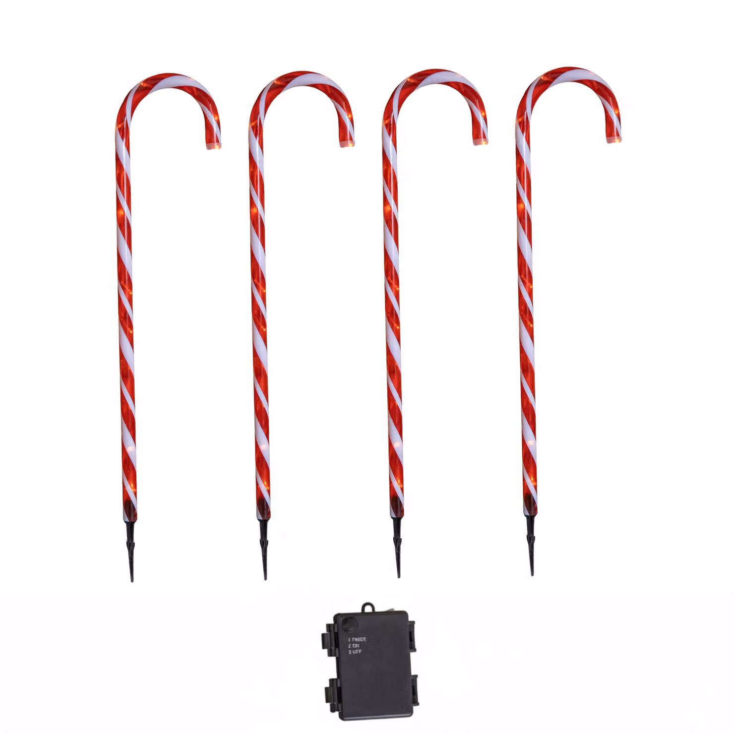 Samuel Alexander Set of 4 XL Red and White Striped LED Christmas Candy Cane Garden Path Lights – 4