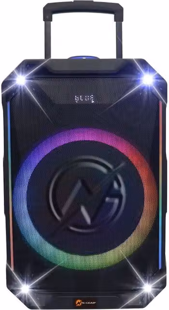 N-GEAR The Flash 1240 12 Inch Karaoke Speaker with Disco Light and Microphone, Black
