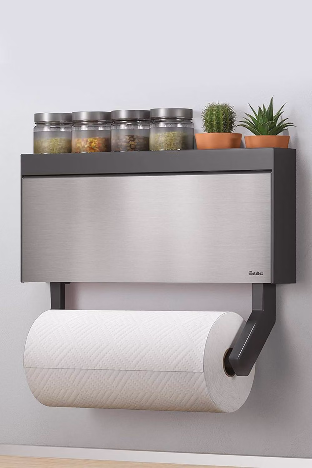 Metaltex Tango Inox Wall Mounted Stainless Steel Kitchen Roll Holder - Silver – 2