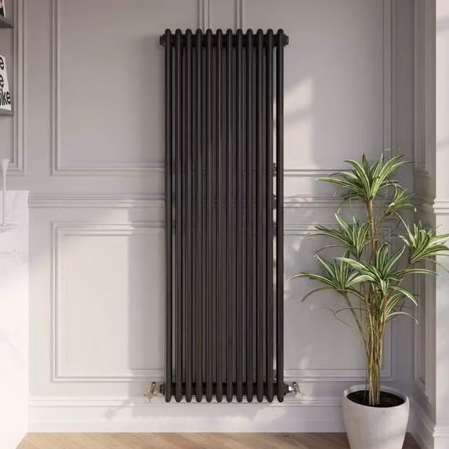 Temprazo Black Steel Wall Mounted Column Radiator
