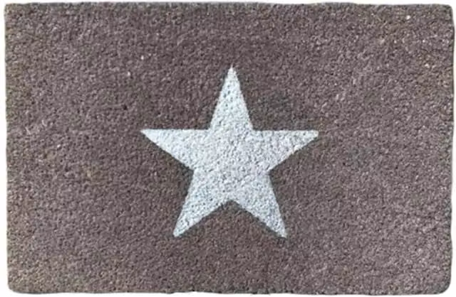 Artsy Grey and Black Star Design Coir Doormat with Non-Slip and Weatherproof Features