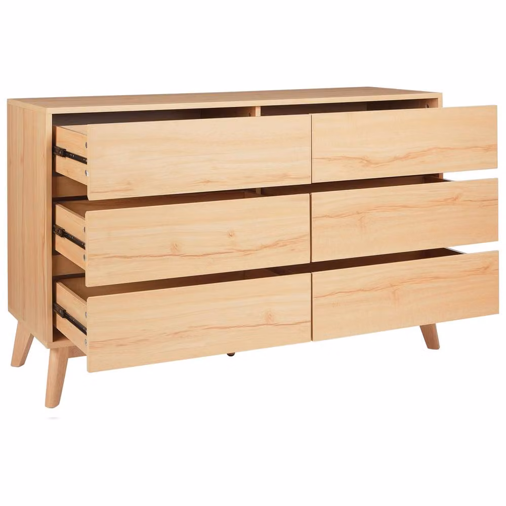 Wyld and Coco 6-Drawer Chest in Light Brown with Pine Legs – 2