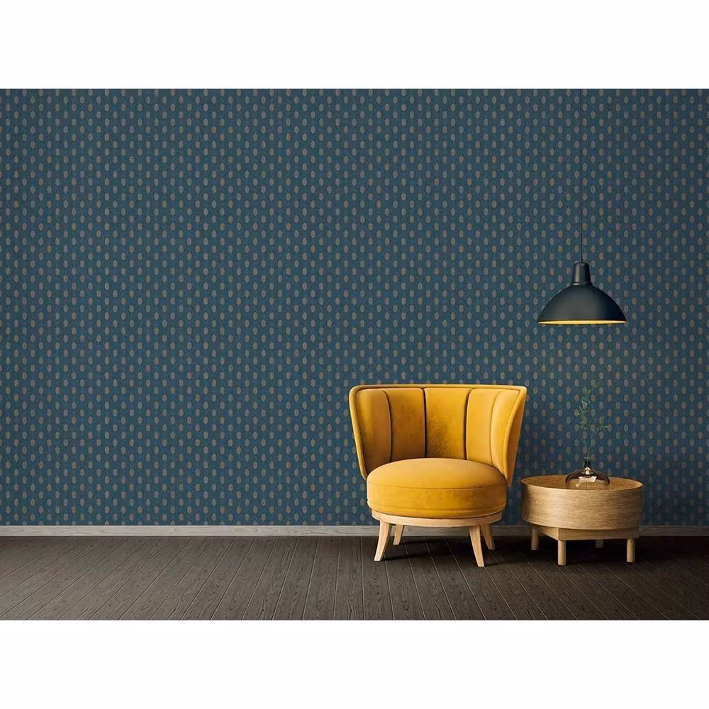 Havendro Teal Diamond Geometric Abstract Wallpaper in Blue and Petrol – 2