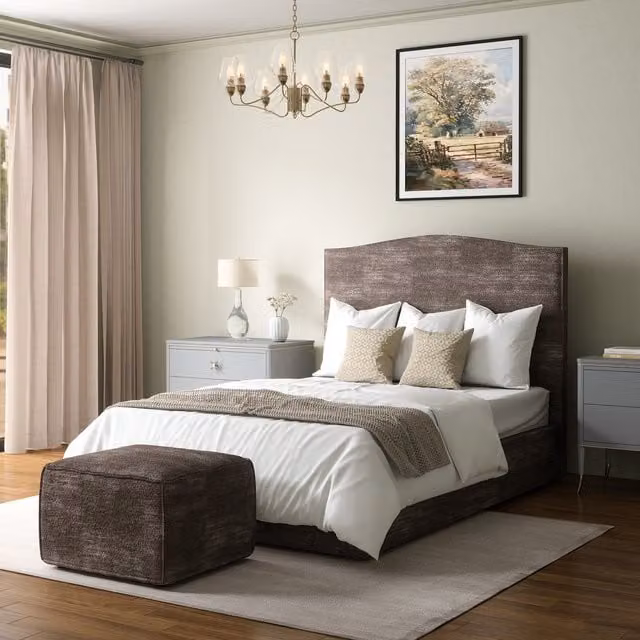 Hestia Living Modern Upholstered Ottoman Bed Frame with Lift Up Base, Brown, W/D/H: 180 x 200 cm