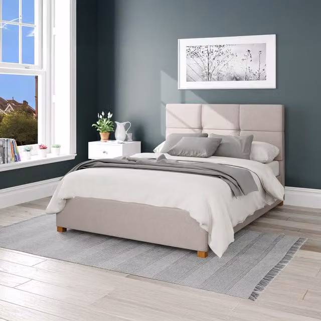Aspire Caine Eire Linen Ottoman Storage Bed in Off White, King Size (180 x 200 cm)