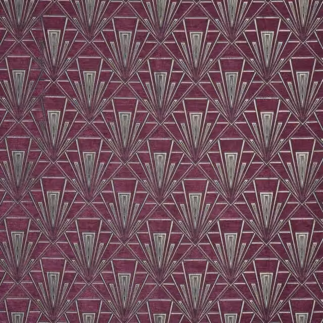 Terrys Gatsby Fabric Tiffany Art Deco Graphic Chenille Cushion in Pink, Silver and Purple